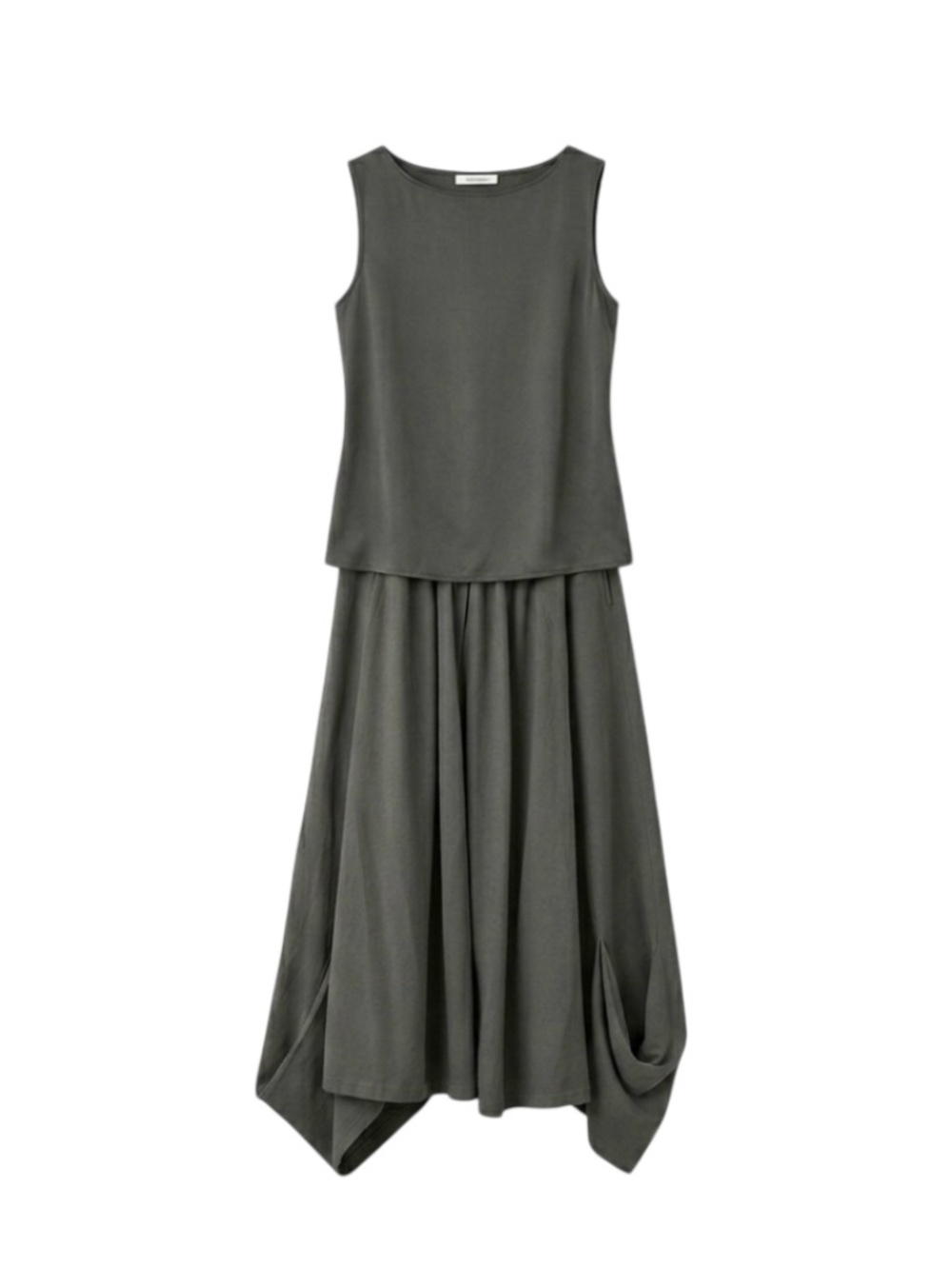 Free People Free-Est Draped Midi Skirt Sz M Gray Effortless Lagenlook Mori Girl - Picture 2 of 11